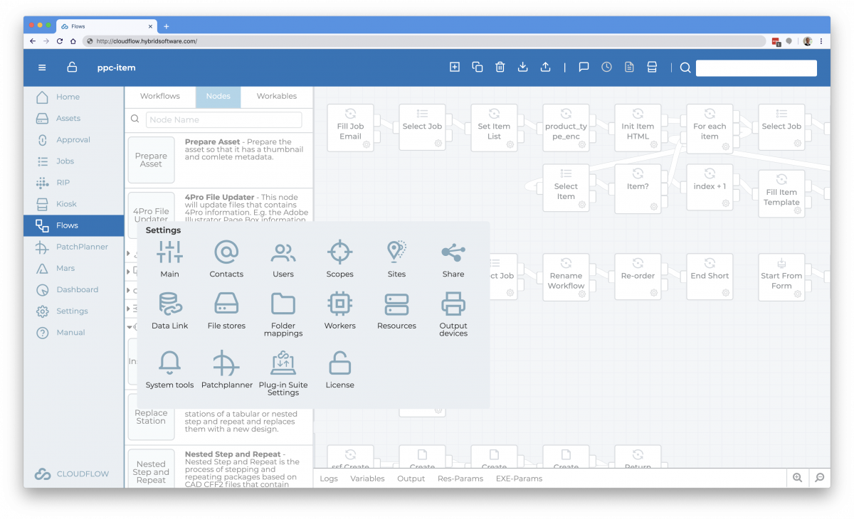 CLOUDFLOW - Workflow and Settings